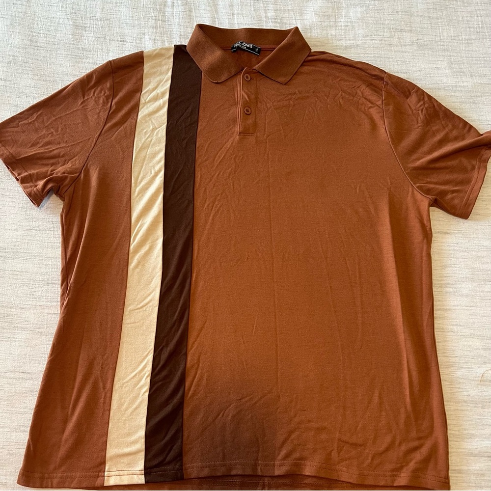Paul Jones Men’s XL Polo 70s Preppy Orange and Brown